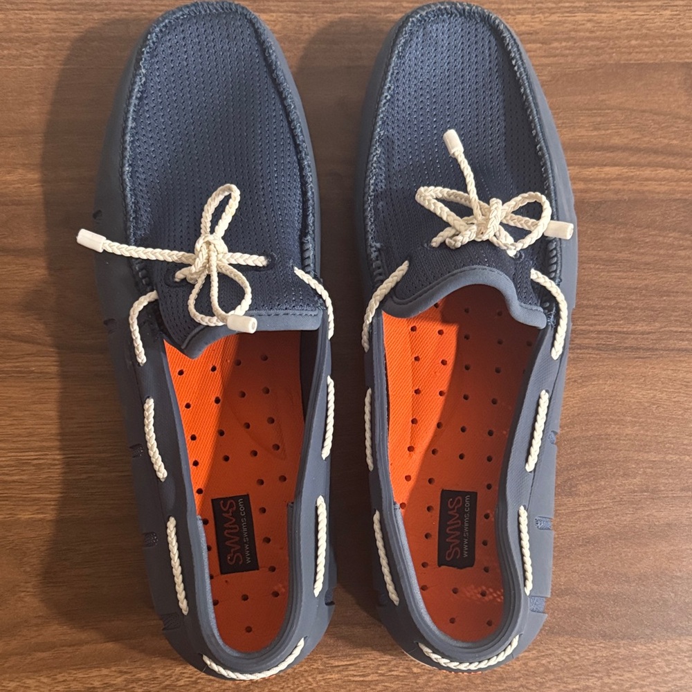 Swims Men's Navy and Orange Boat Shoes